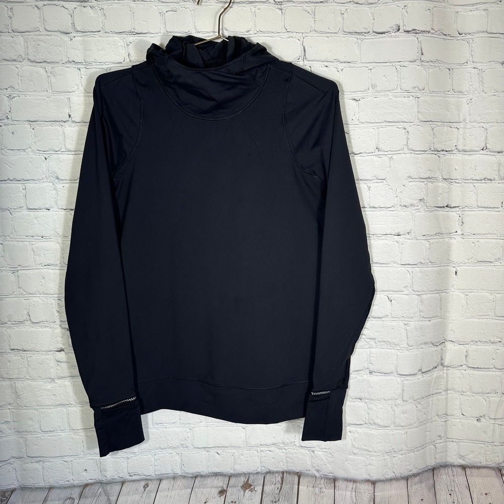 Lululemon Cadence Crusher‎ 6 Black Funnel Neck Running Hoodie Thumbholes Women